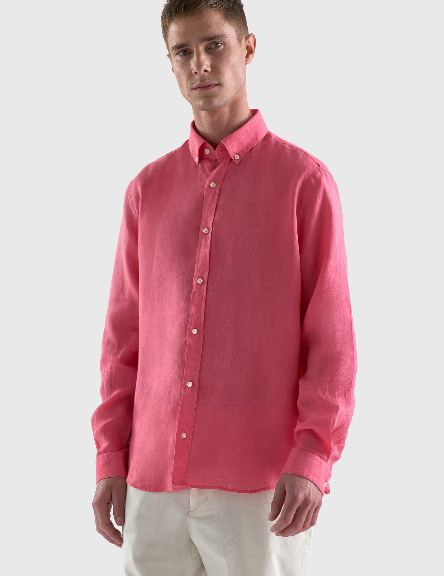 Chemise Gaspard en lin rose - Lin - Col Américain#2