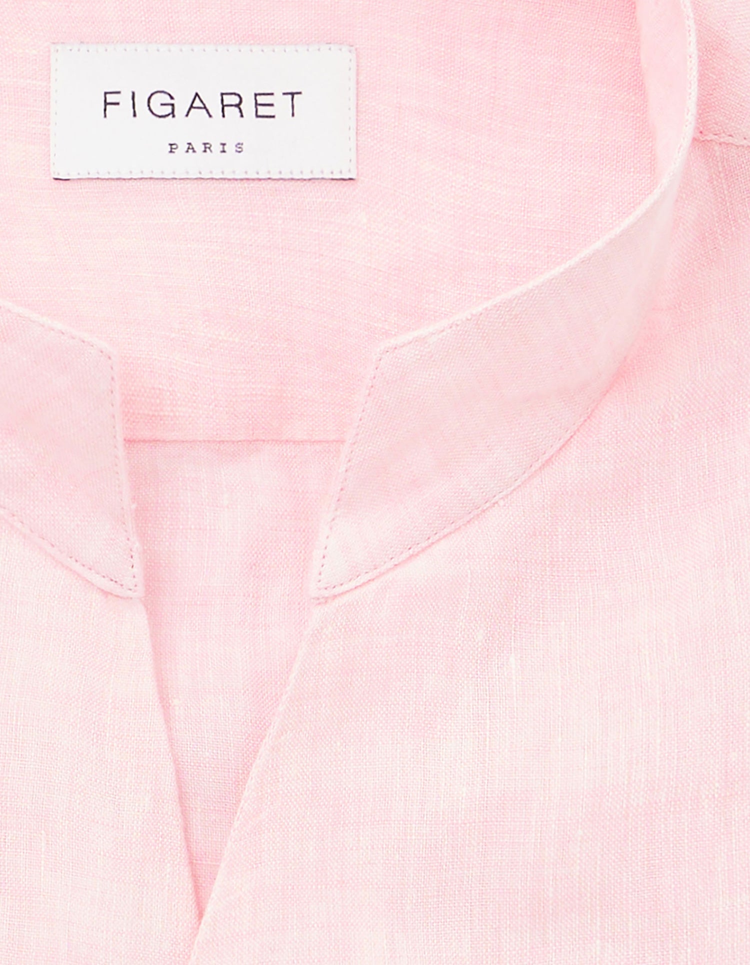 Carl light pink linen shirt - Linen - Open straight Collar#2