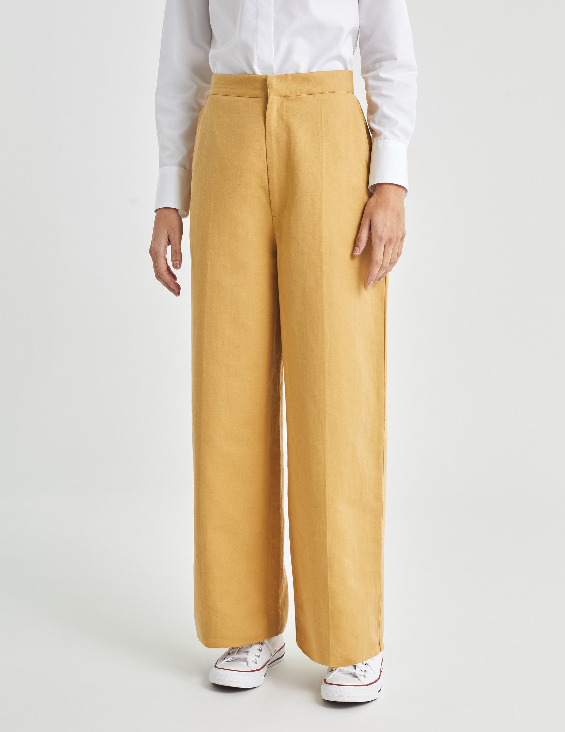 Sand linen and cotton Darlène pants - Linen