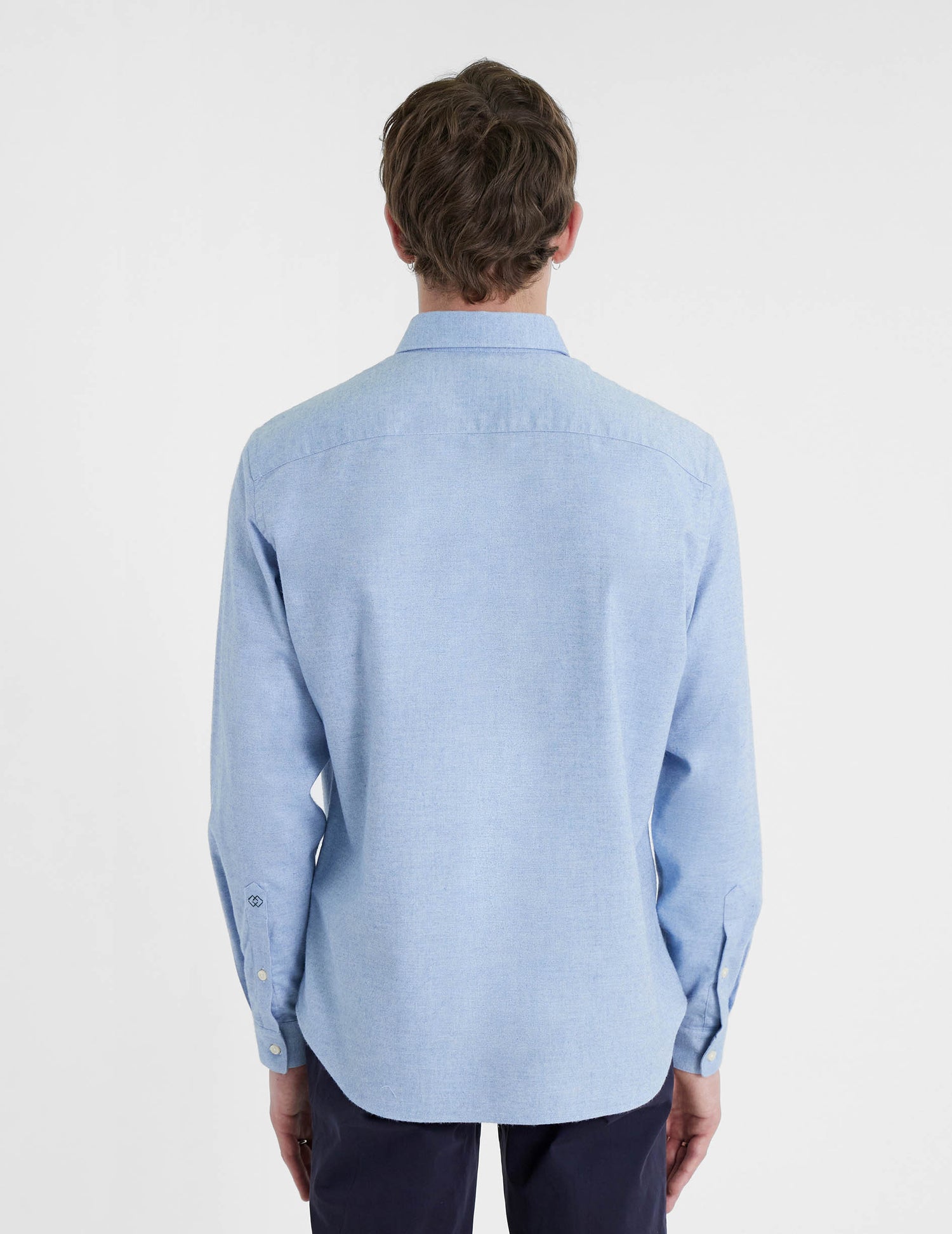 blue cotton cashmere Gaspard shirt - Flannel - American Collar#2