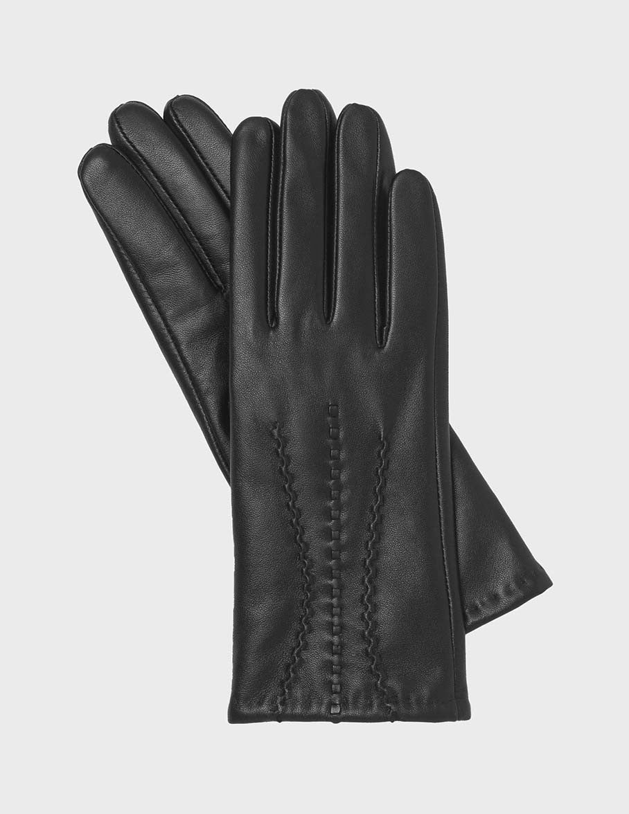 Black leather gloves