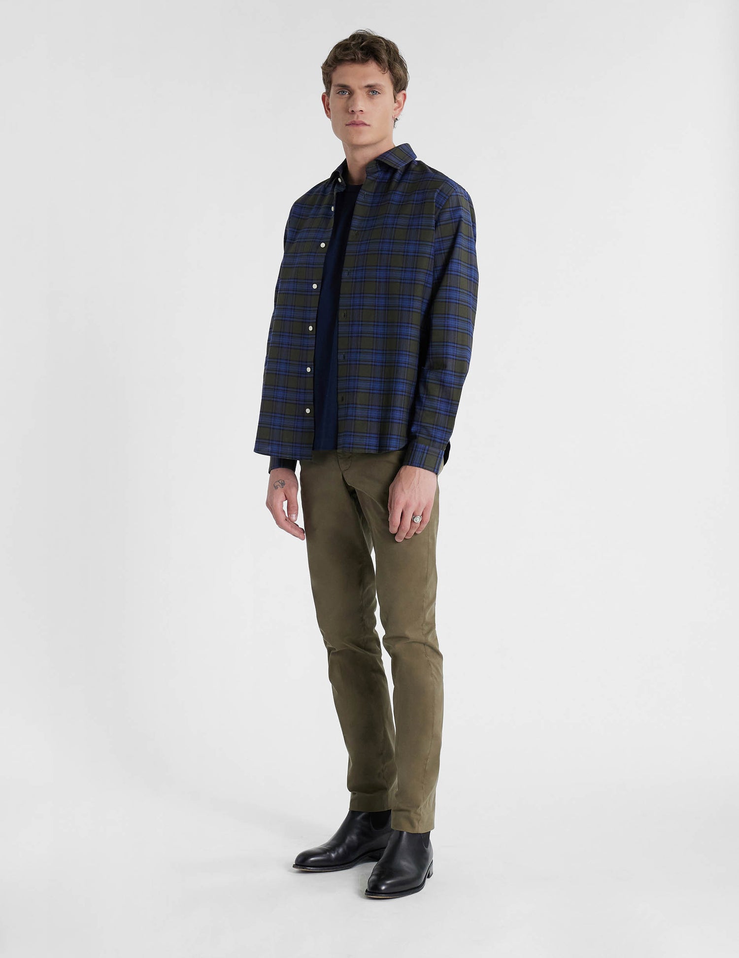 Auguste checkered khaki shirt - Oxford - French Collar#4
