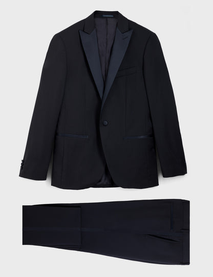 Midnight blue wool canvas Fabrice suit trousers