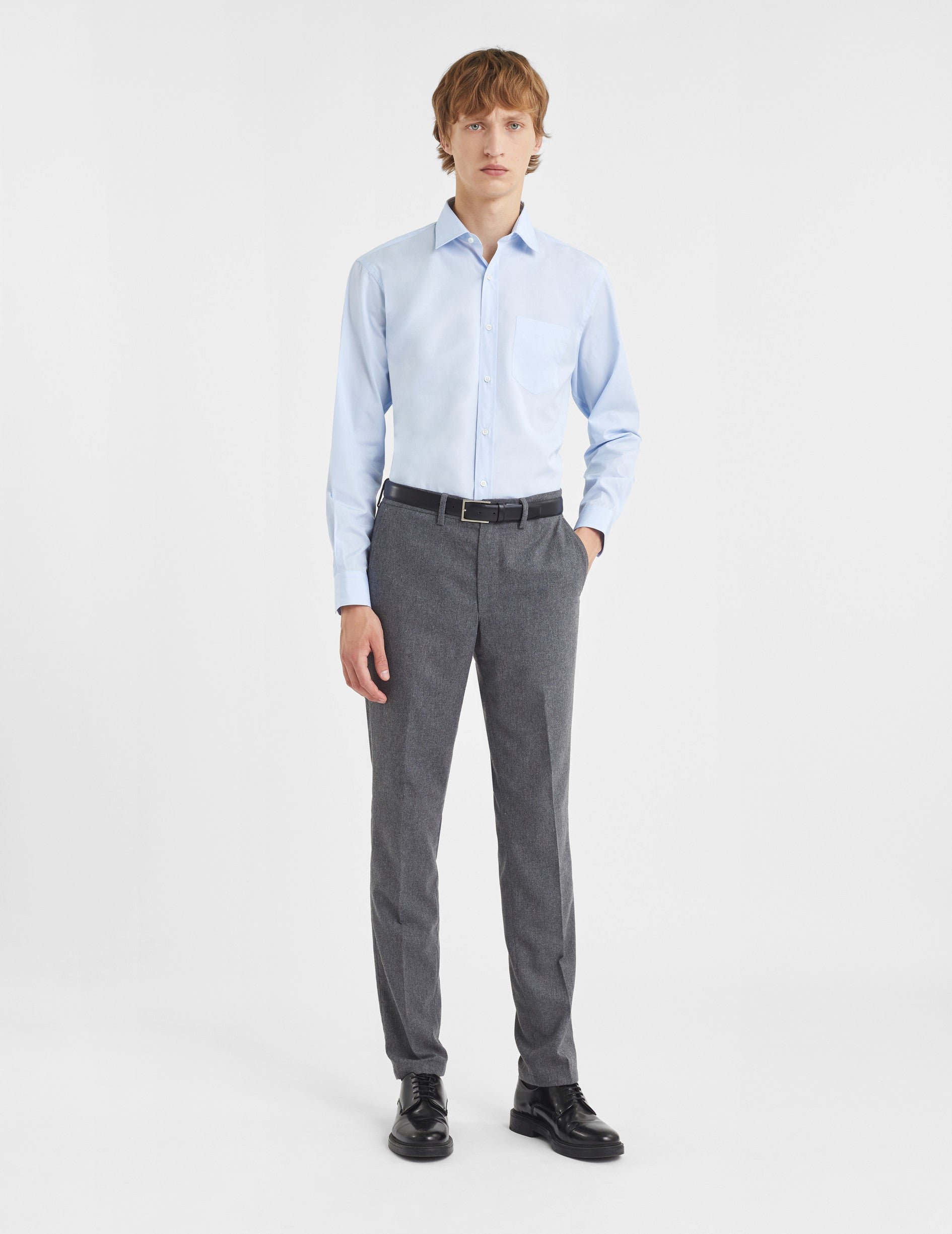 Chemise Classique bleue - Fil-à-fil - Col Figaret