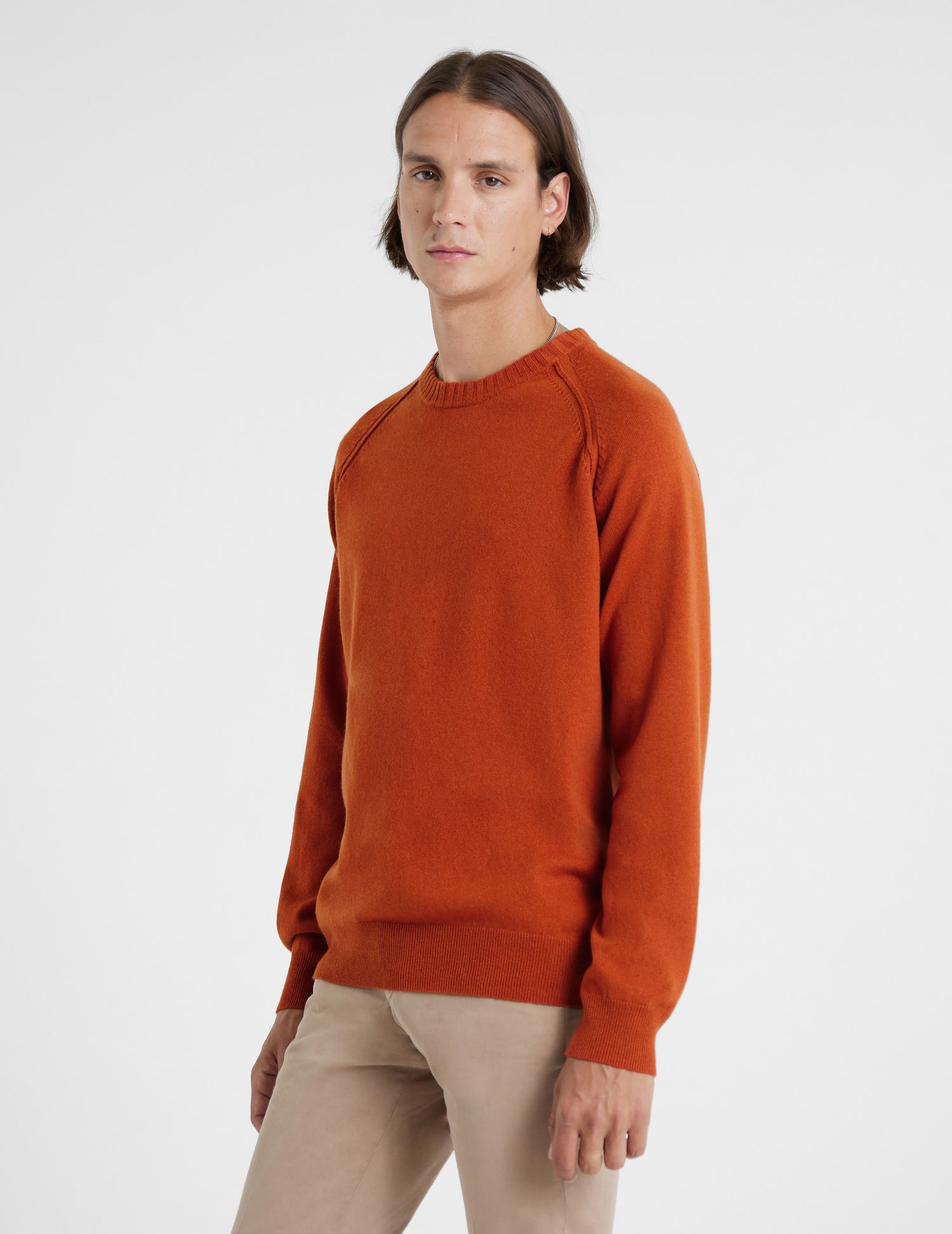 Emile sweater in orange wool and cashmere - Mesh#2