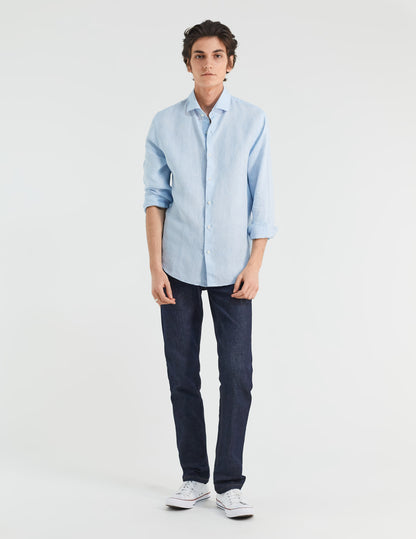 Aristote shirt in light blue linen