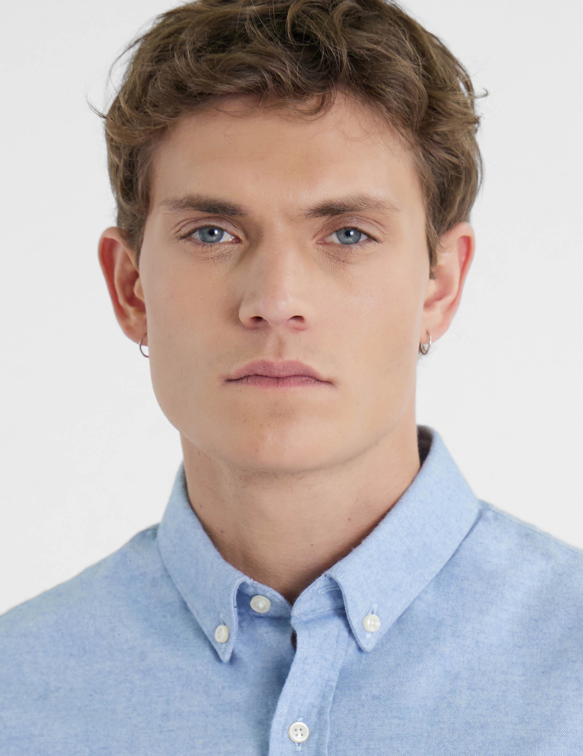 blue cotton cashmere Gaspard shirt - Flannel - American Collar