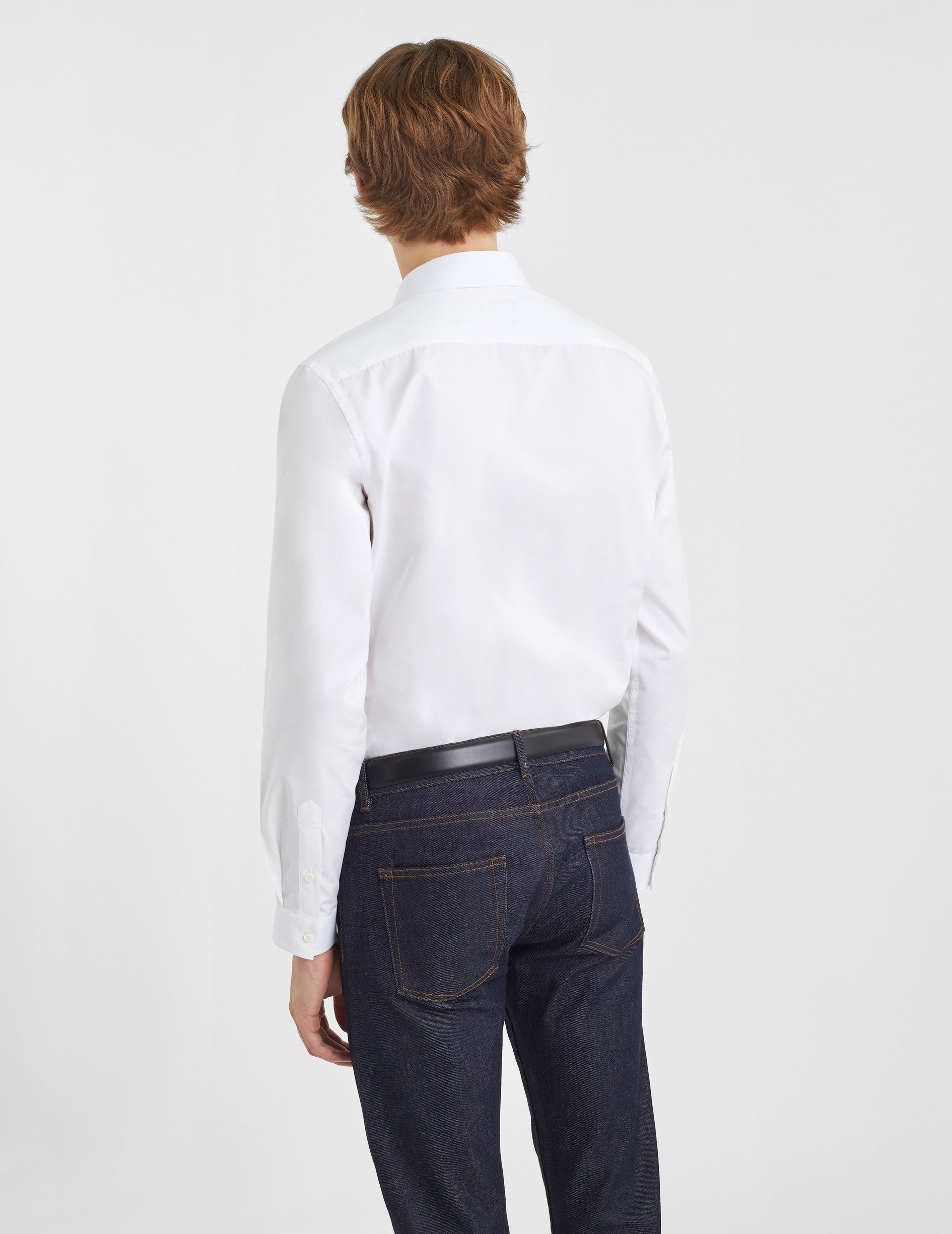 Fitted white shirt - Poplin - Thin Collar