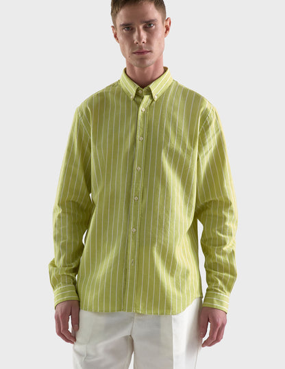 Chemise Gaspard vert anis rayée