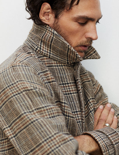 Emilio coat in brown checked woolen cloth