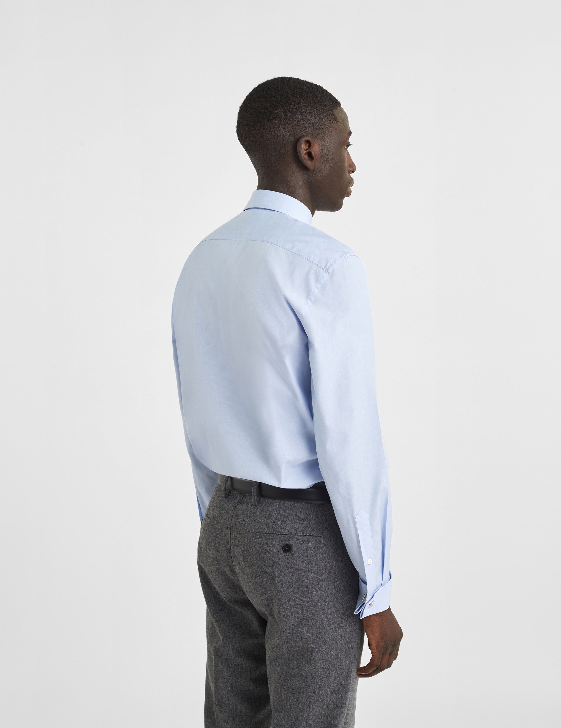 Semi-fitted blue striped shirt - Poplin - Figaret Collar - French Cuffs