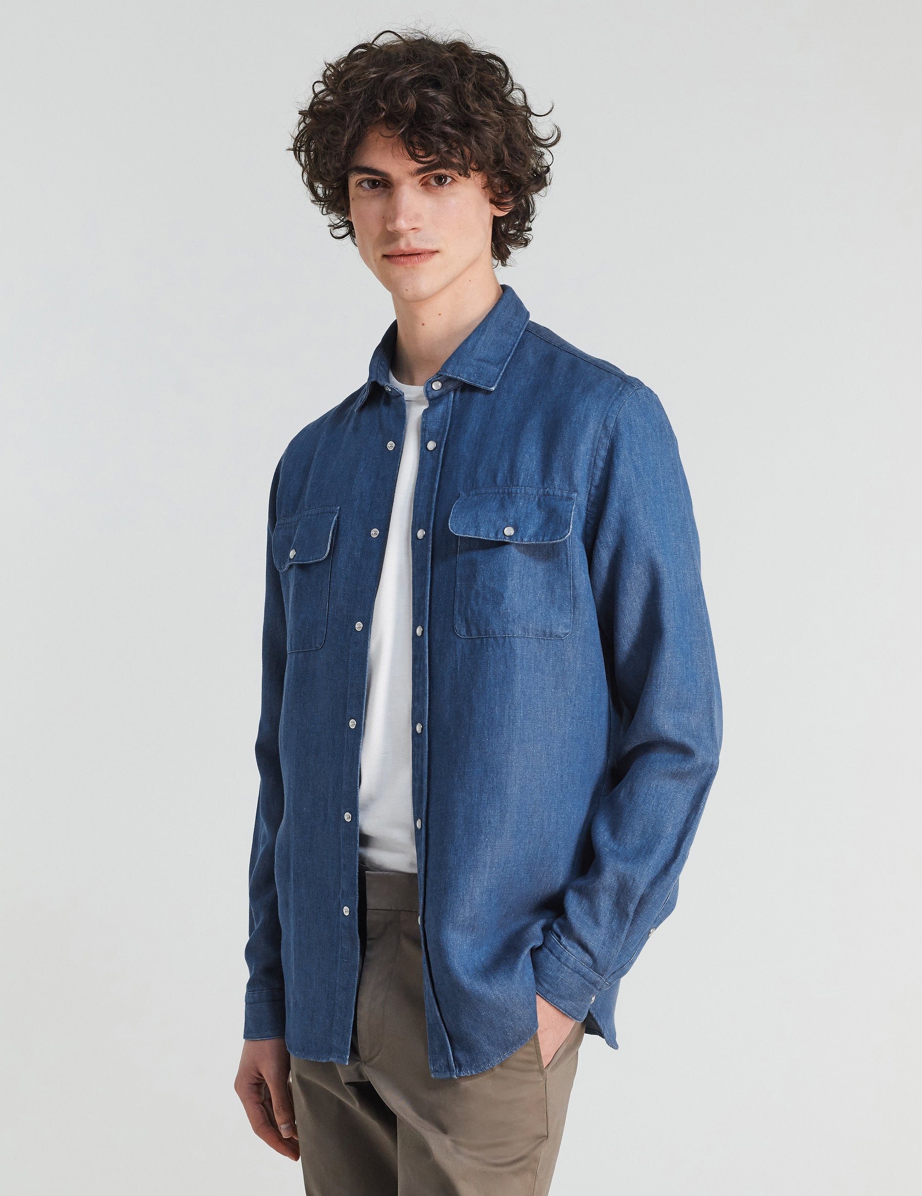 Chemise Barnabé en lyocell bleu denim - Denim - Col Français