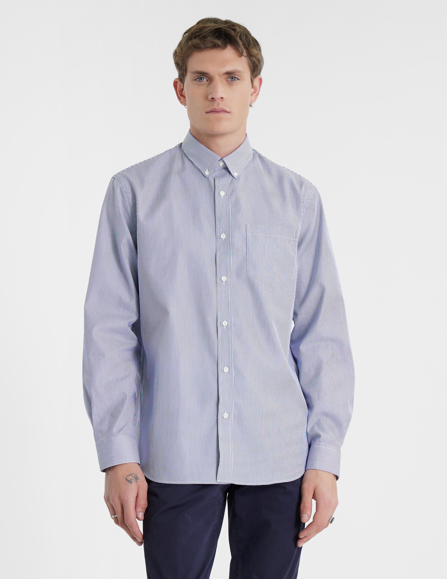 Classic blue striped shirt - Poplin - American Collar