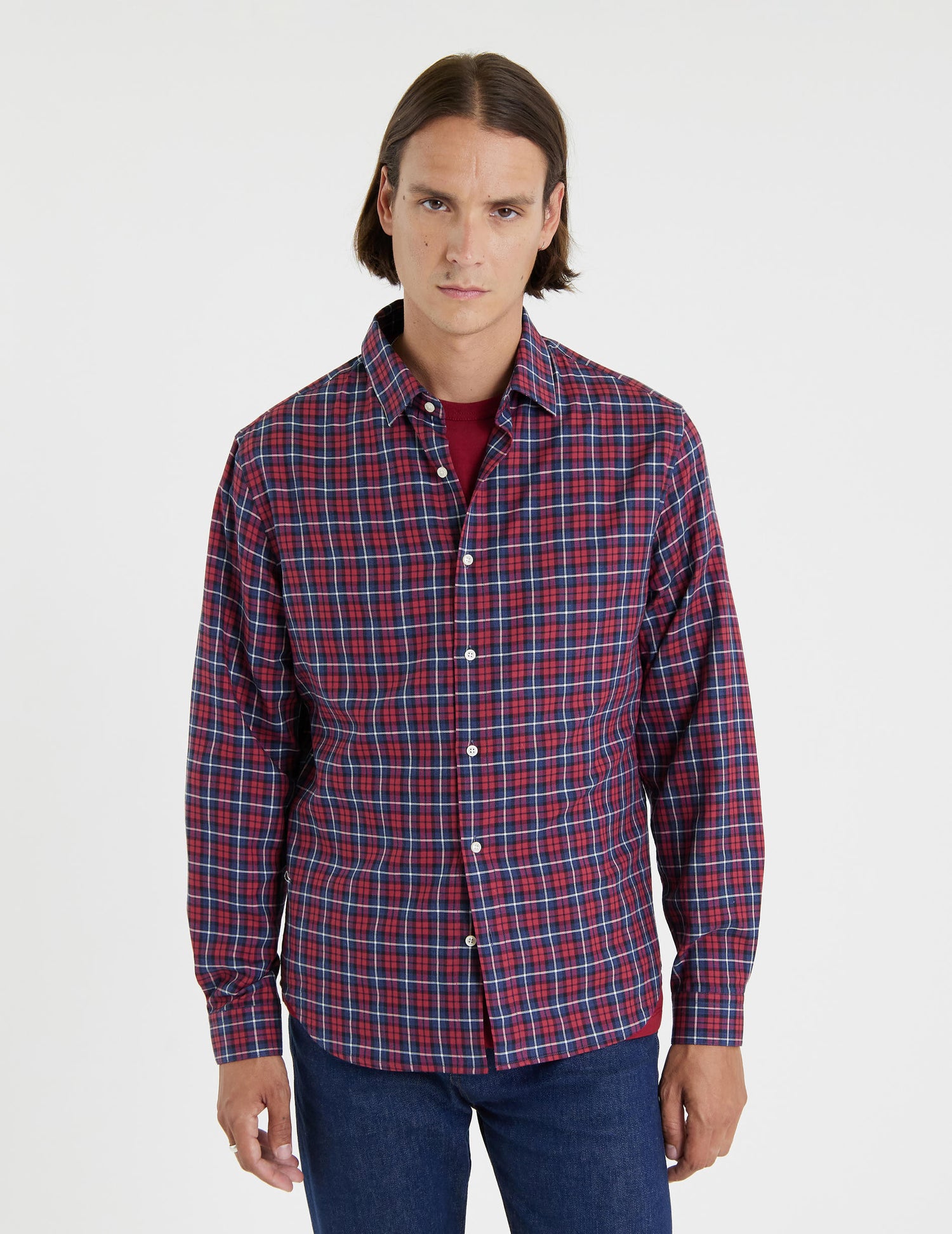Auguste shirt with red checks - Twill - French Collar#2