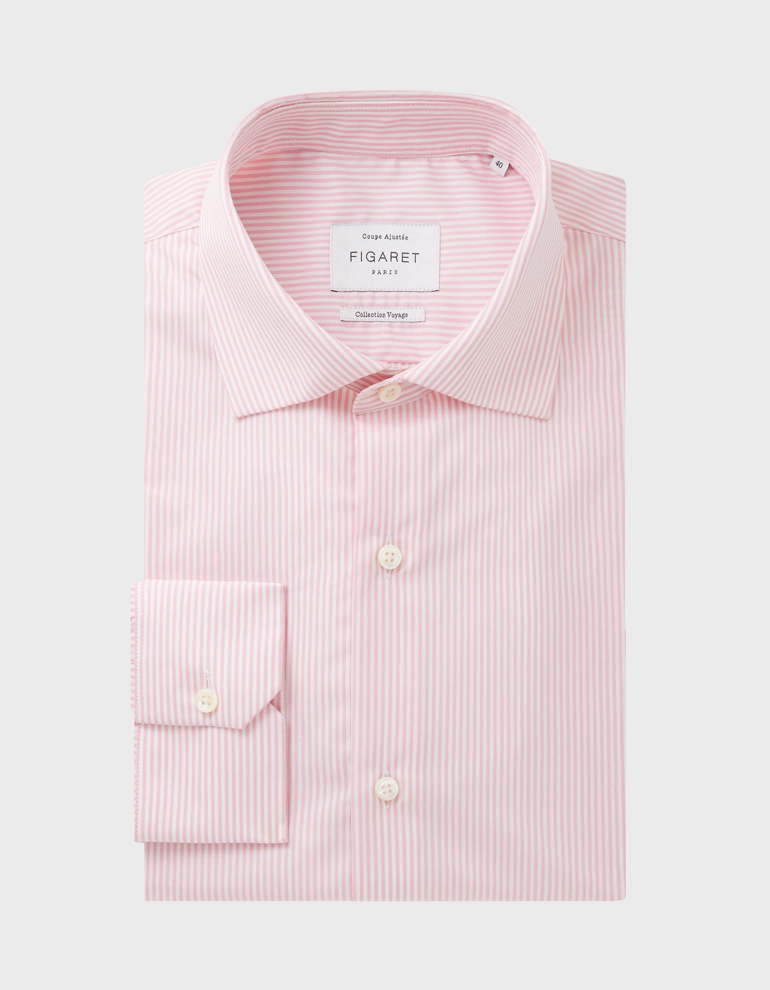 fitted Pink striped easy-iron shirt - Poplin - Italian Collar - Easy-iron