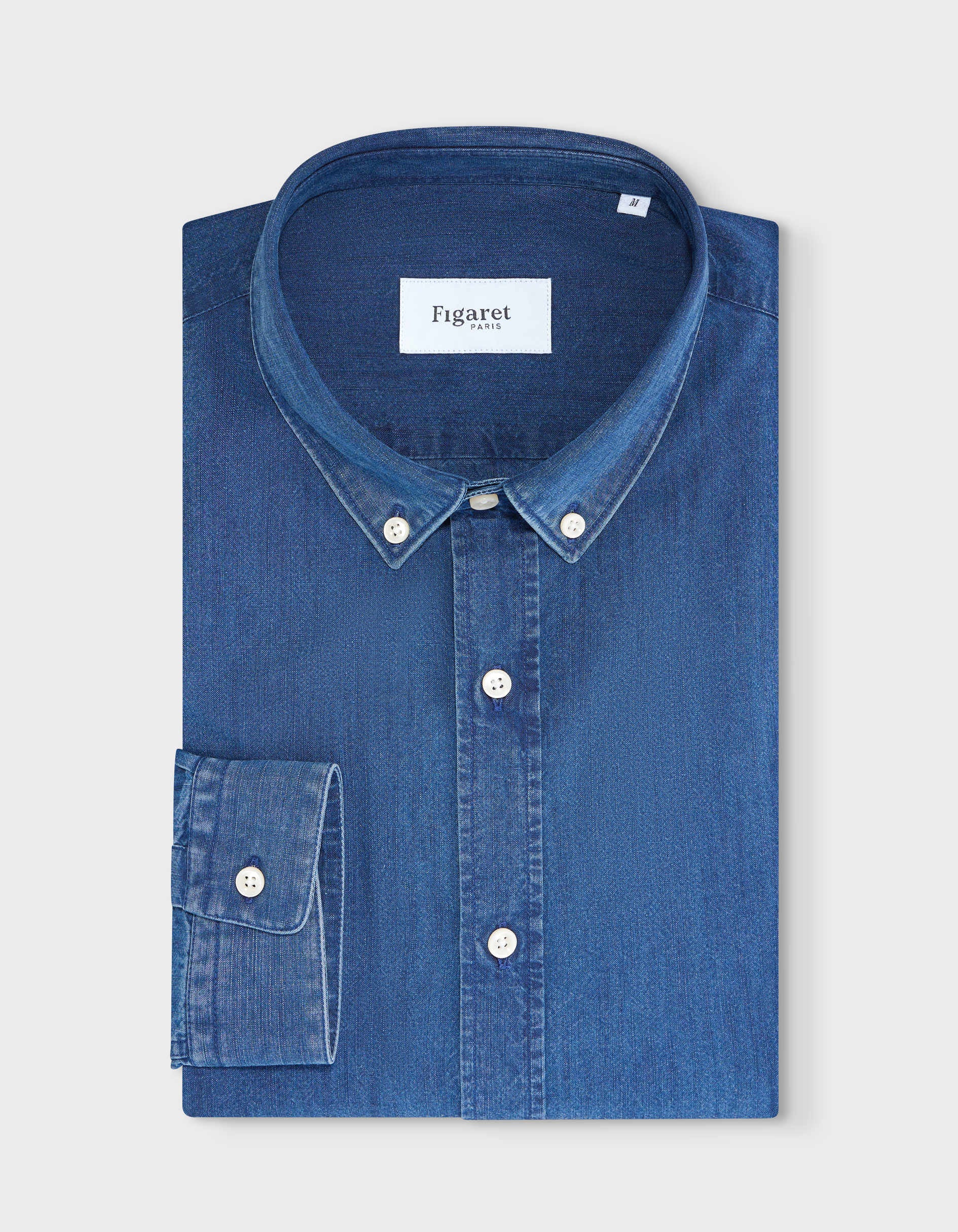 Gaspard shirt in blue denim - Chambray - American Collar