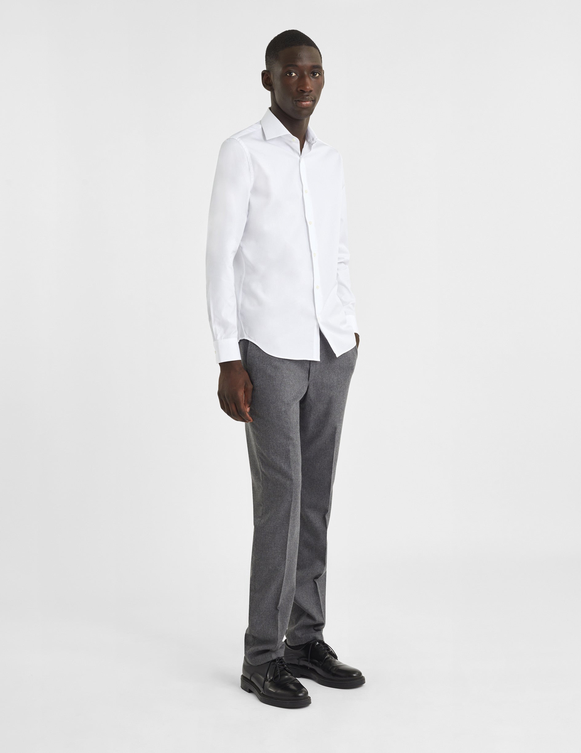 Fitted white shirt - Poplin - Italian Collar