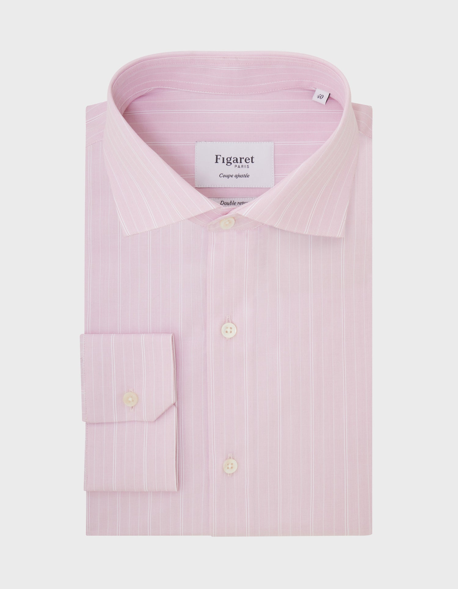 Fitted pink striped shirt - Fil-à-fil - Italian Collar