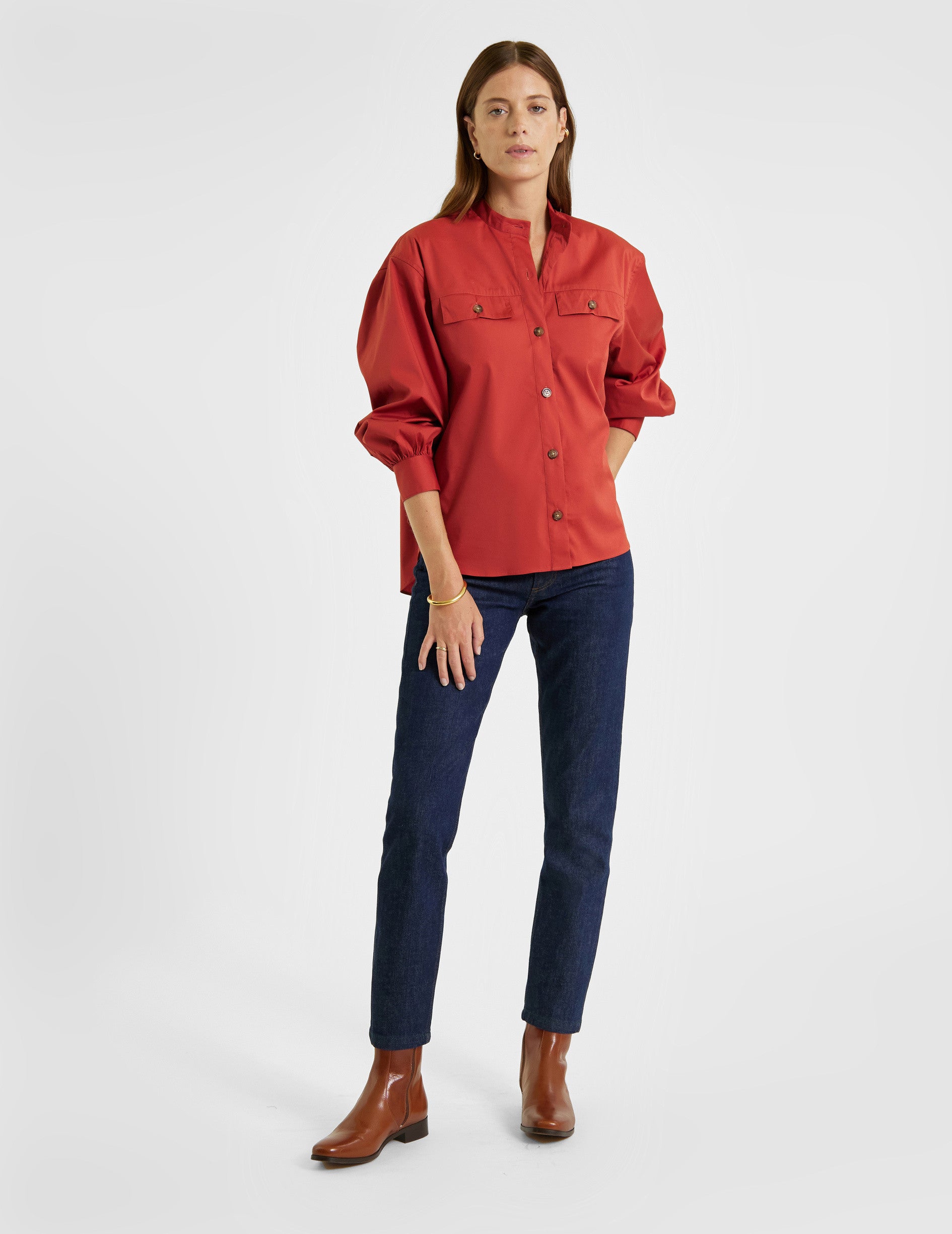 Eloïse terracotta oversized shirt - Poplin