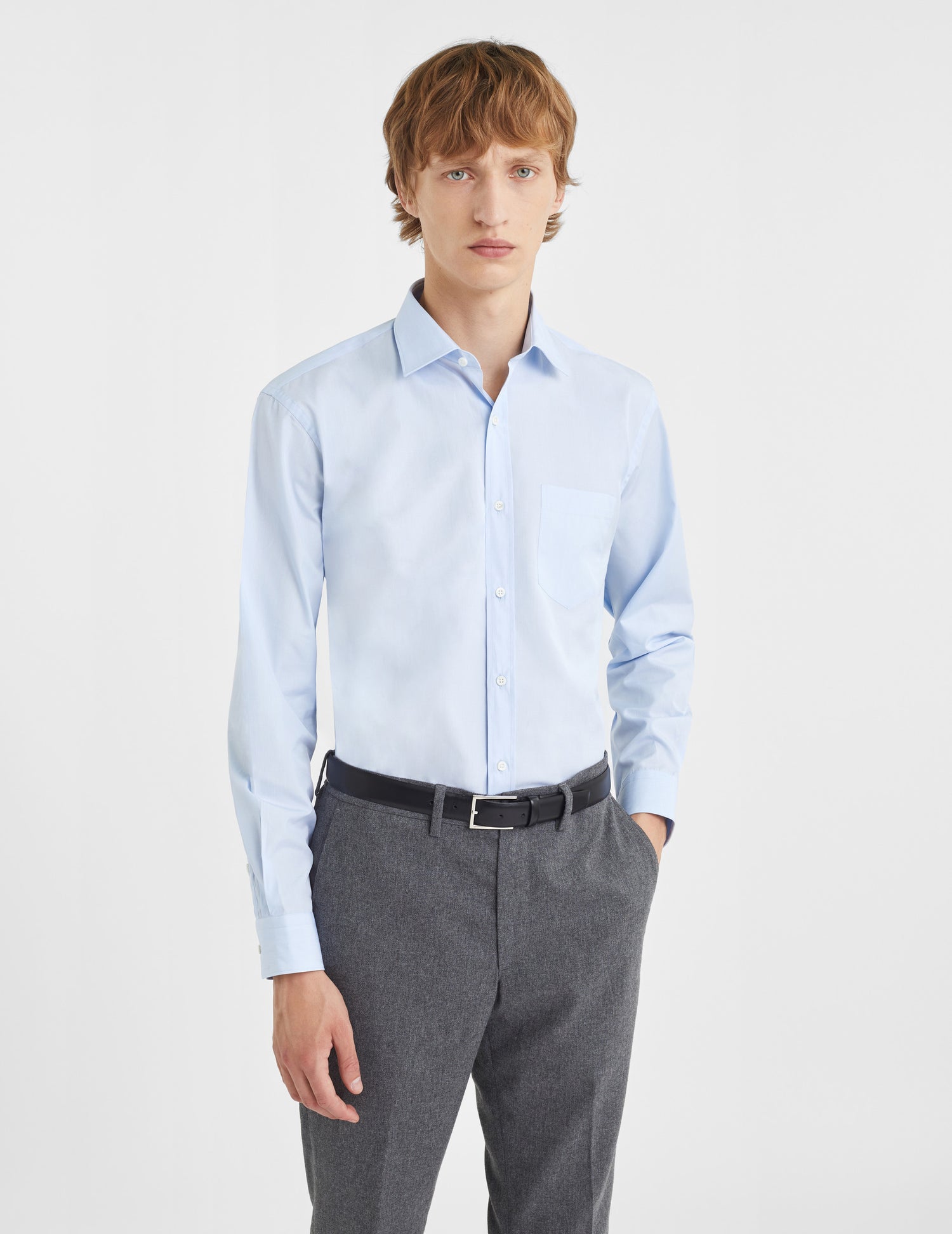 Chemise Classique bleue - Fil-à-fil - Col Figaret#2