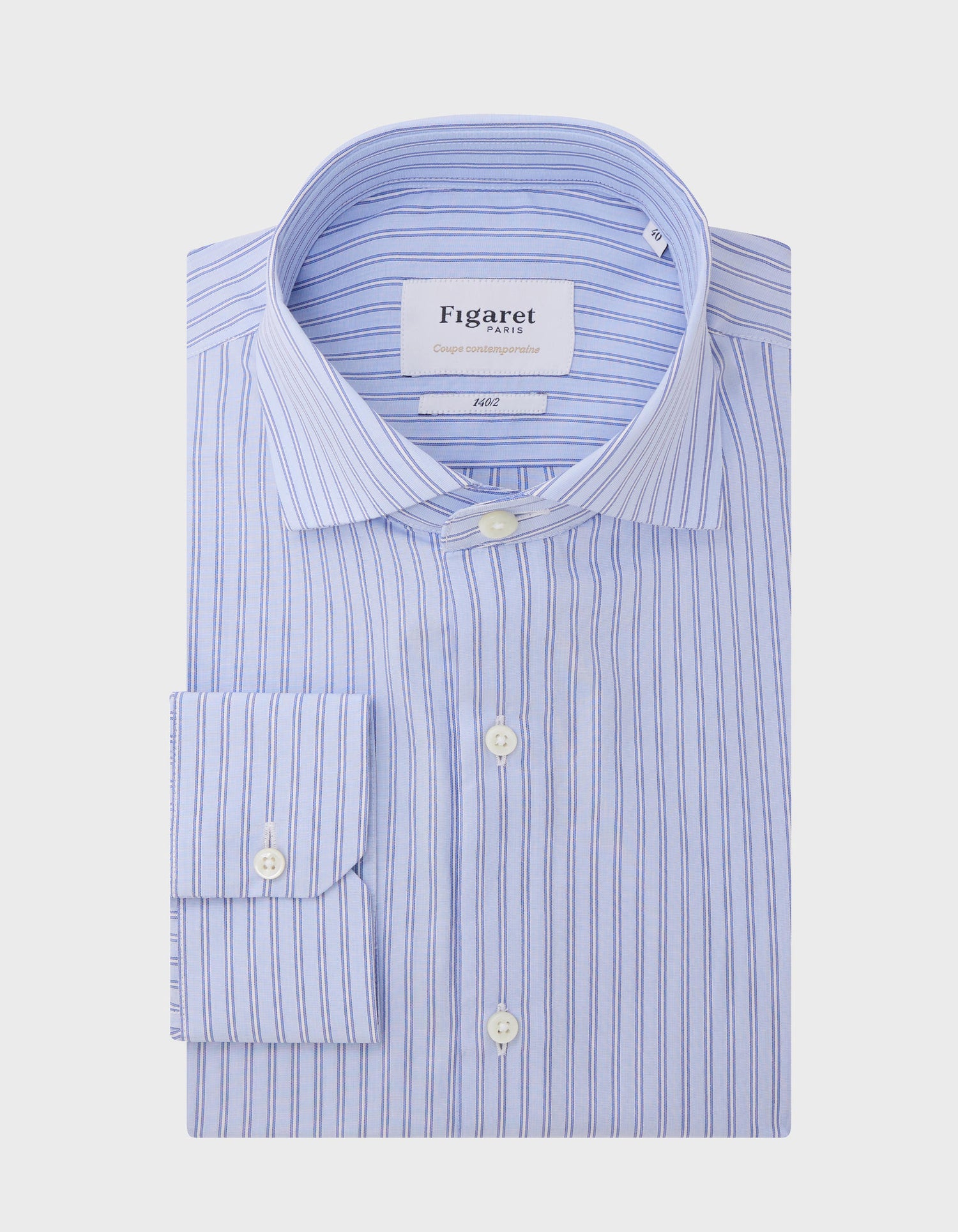 Blue Striped Prestige Contemporary Shirt - Poplin - Italian Collar
